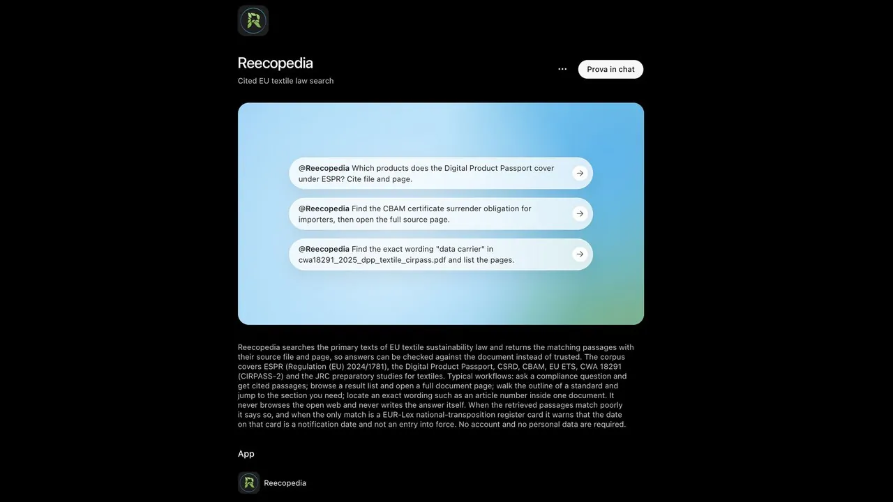 Oggi Reecopedia è stata ufficialmente inserita nell'ecosistema OpenAI